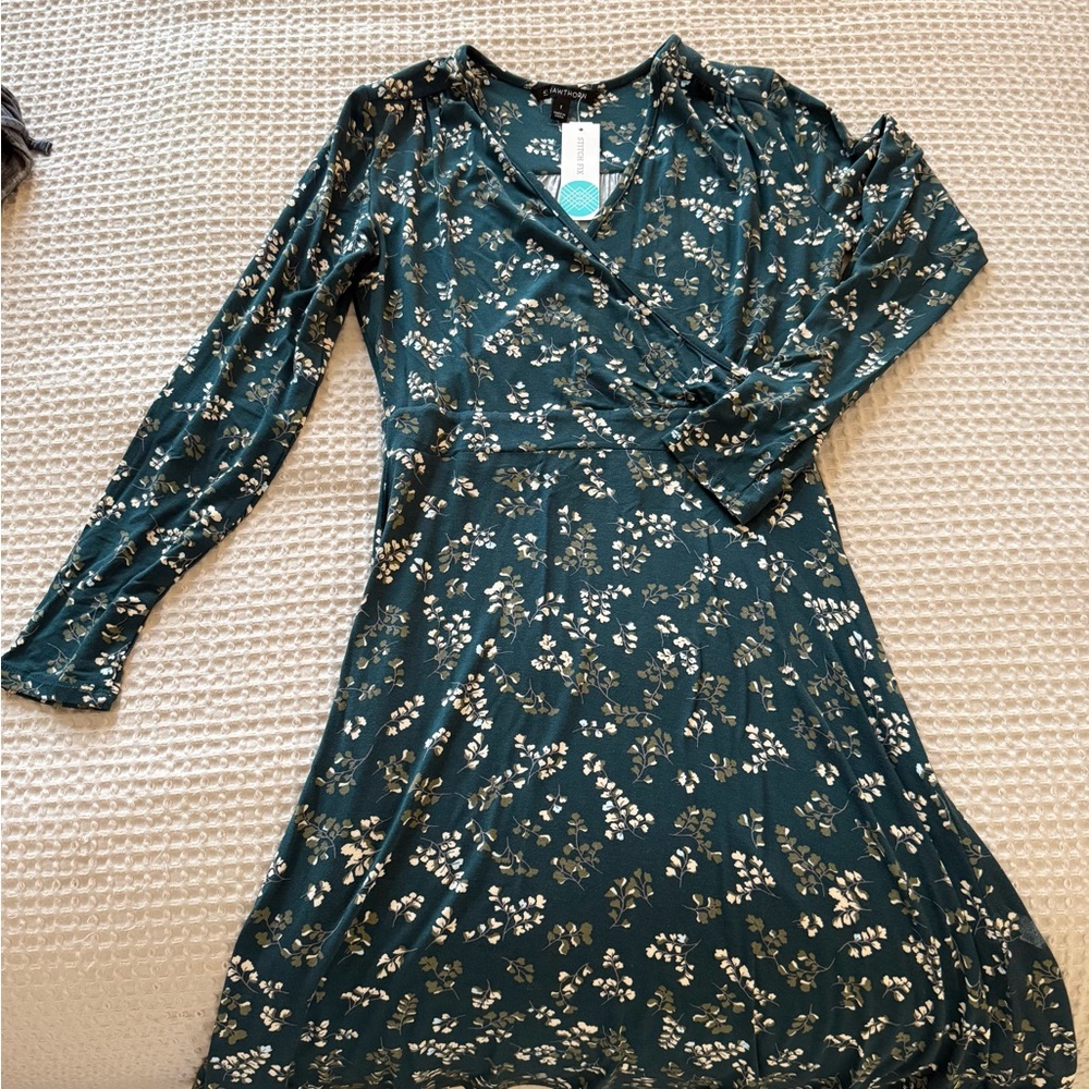 Floral Green Wrap Dress NWT